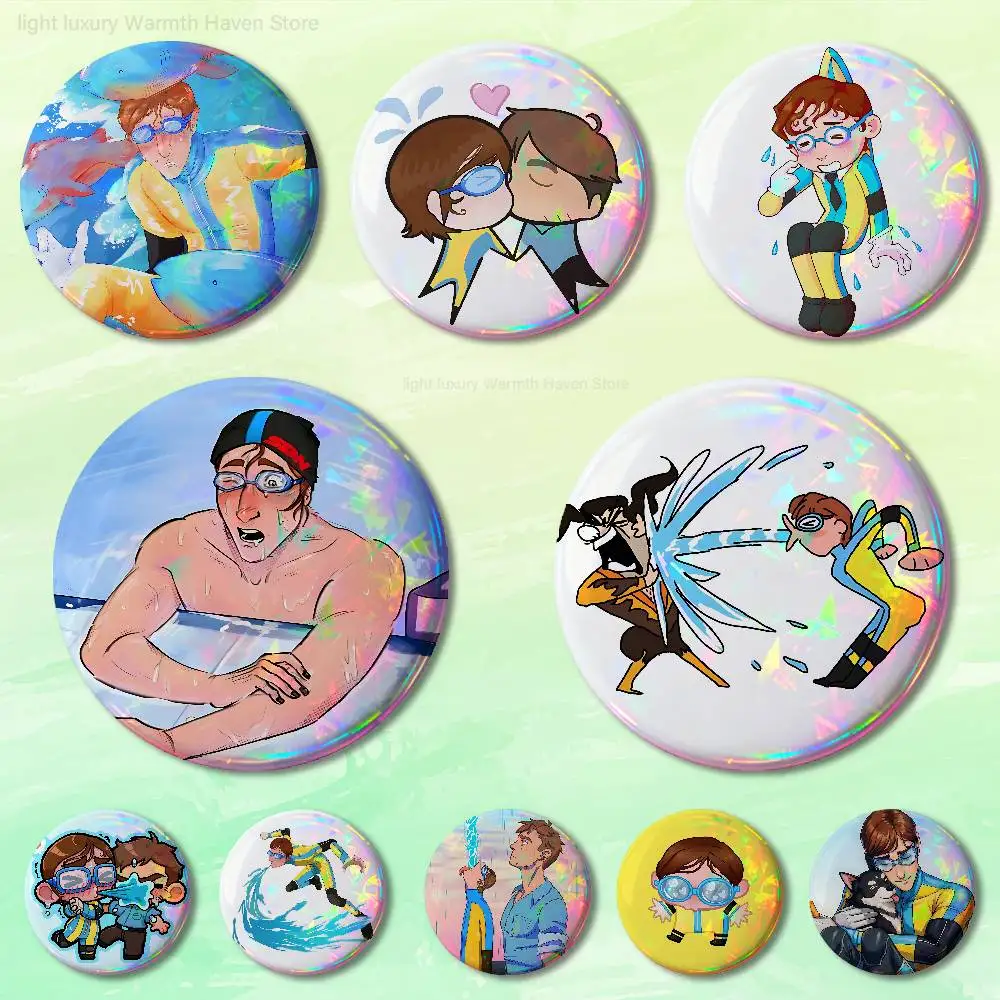 

D-Dispatch Game W-Waterboy Enamel Pin Tinplate Round Brooch Cosplay Nijigen Otaku Culture Badges 58mm 44mm 32mm 75mm 25mm