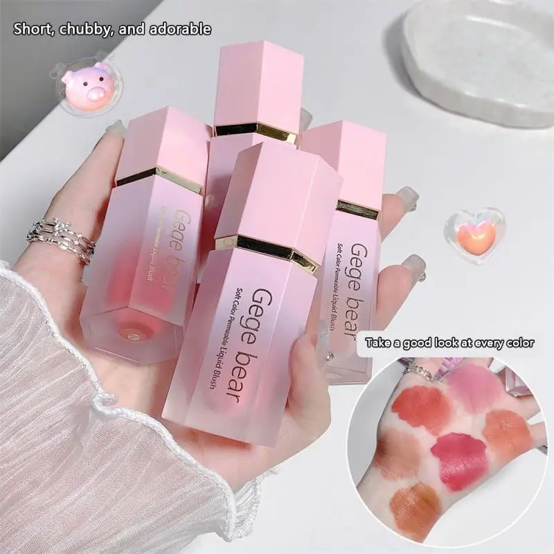 Floccaggio testa di cotone floccaggio fard liquido sei colori disponibili 7g Matte Rouge Face Makeup Blush Stick Water Drop Brush Head