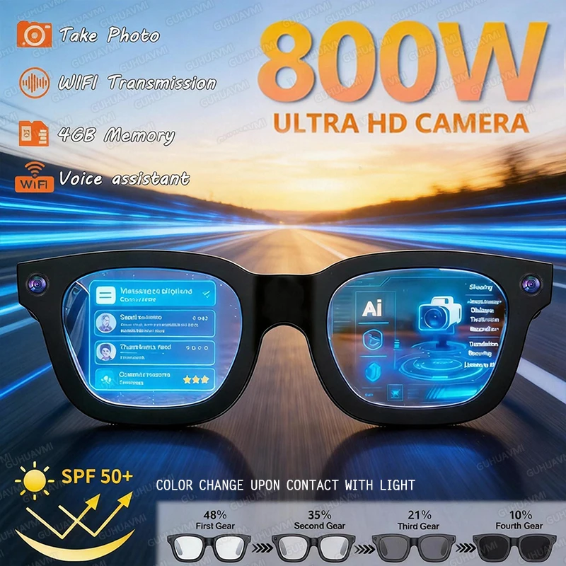 

2026 New Smart Glasses with Camera Video Recording AI Photo Recognition Bluetooth Call Voice Translation Sunglasses Men Women