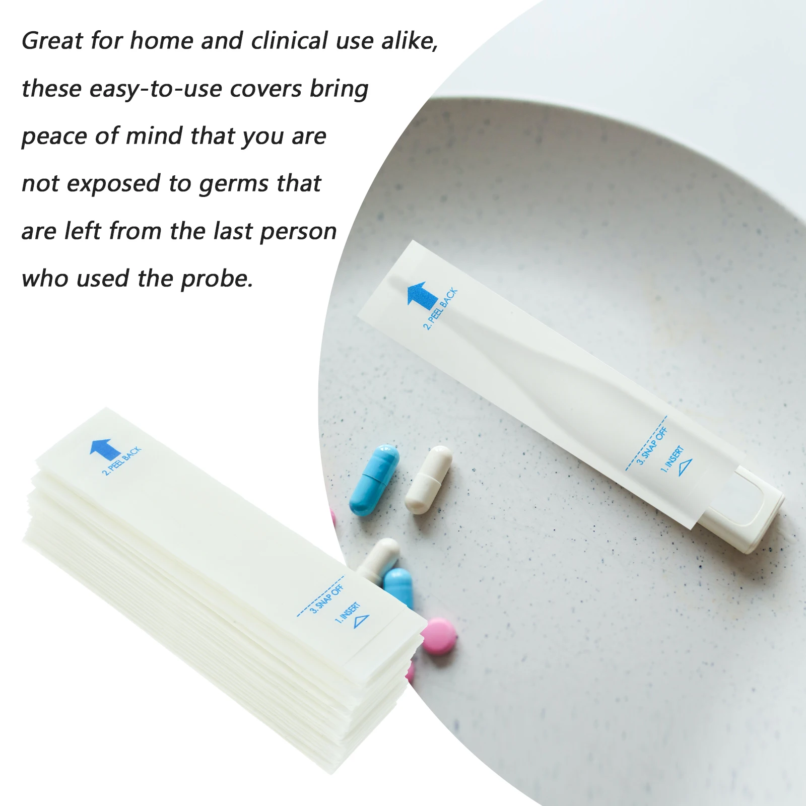 

200pcs Thermometer Probe Covers Disposable Sterile Clinic Hospital Safety Germ Prevention Fits Digital Thermometers Home Use