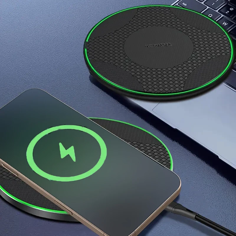 LED Fast Circular Wireless Charger Stand, For iPhone 17-11, 9, 8, XR, Samsung S26-S21, S10, S9, and AirPods 3/2/Pro. view 4