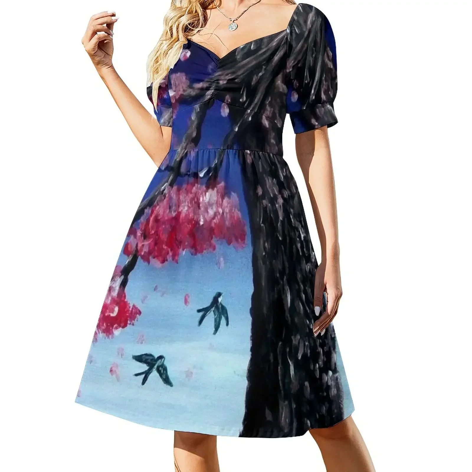 

Cherry Blossoms Short-Sleeved Dress Woman clothing Women dresses summer dress for women dresses for womens 2025