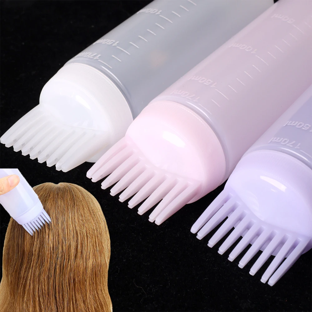 1-3pcs Salon Hair Oil Applicator Bottles Comb Refillable Plastic Bottle Professional Hairdressing Dyeing Styling Coloring Tools