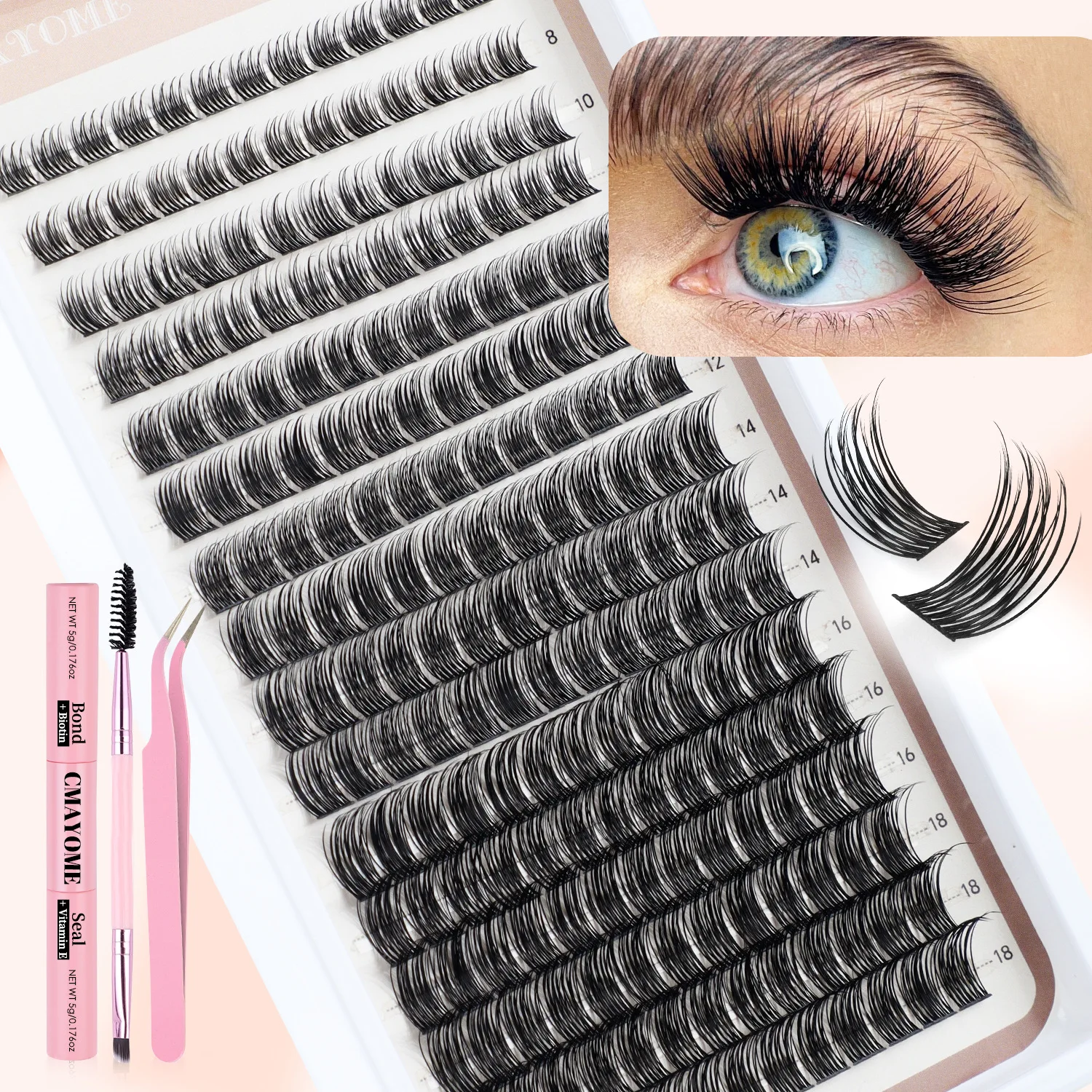 DIY Segmented Single Tuft of False Eyelashes 8-18mm Eyelashes DD Curl Dense Curl