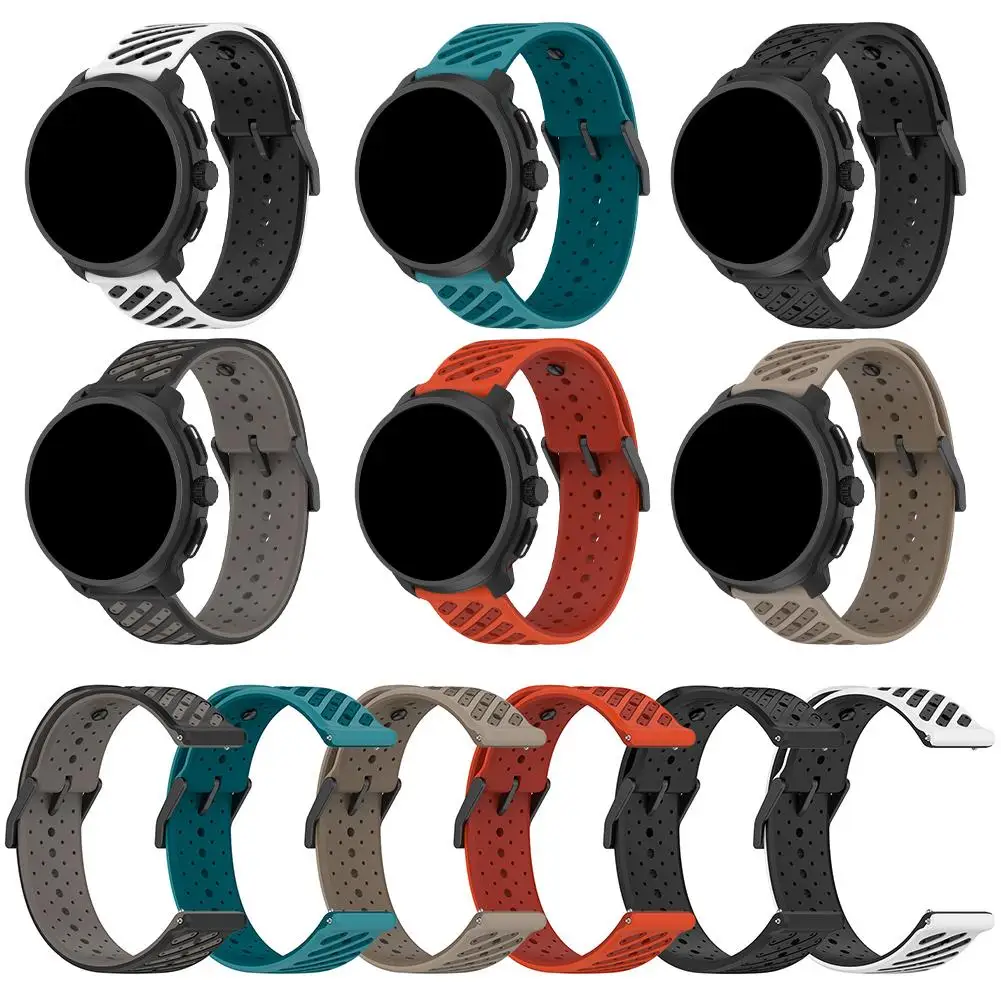 Correa de silicona de 22mm para Suunto RACE 2/RACE/Correa de reloj Vertical para Suunto 5/9 Peak Pro pulsera accesorios de repuesto