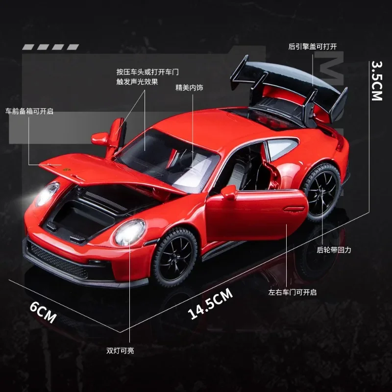 Modèle de voiture en alliage pour enfants, Porsche 911, simulation, échelle 1/32, son, lumière, recul, moulé sous pression, véhicules jouets, garçon, jouet de voiture l'inventaire