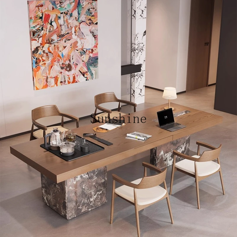 

Solid wood, living room, tea table, integrated dual-purpose sofa, modern wind workbench for home use