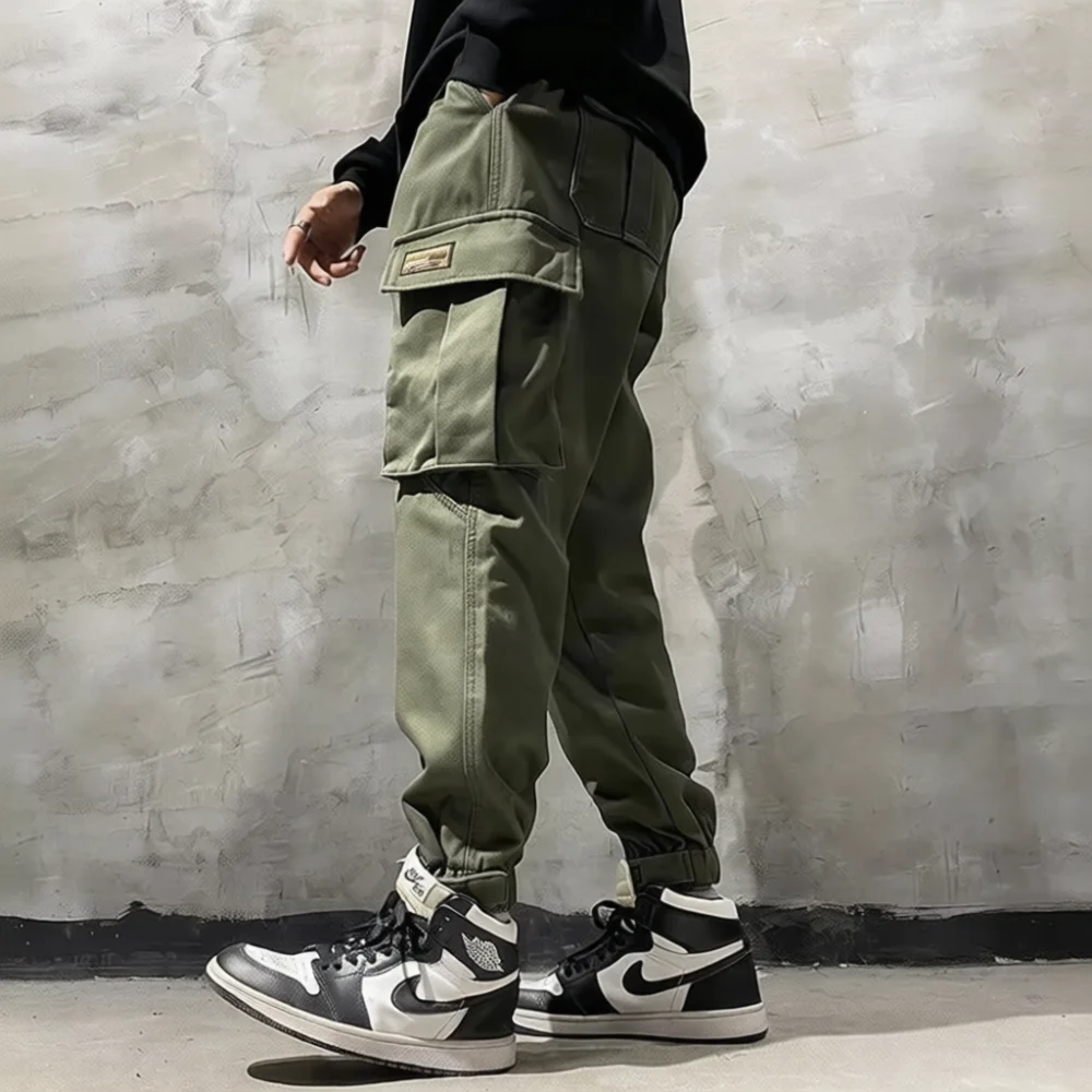 남성 카고 조거 팬츠 일본 스타일 루즈핏 바지 멀티 포 - Street Fashion In Japanese 리뷰 및 가격