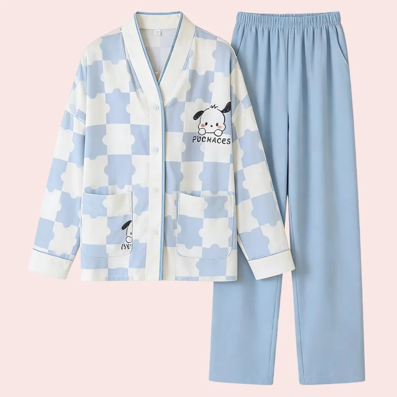 

Hot New Anime Cartoon Cute Kitten Women Pajama Sets Kawaii Sweet Style Girls Soft Home Clothing Teen Long Sleeve Trousers Pajama