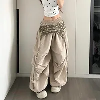 Women's Hip-hop Pants American Streetwear Layered Wide Leg Pants, Summer Breathable Cargo Trousers for Dance & Street Fashion - Image 2