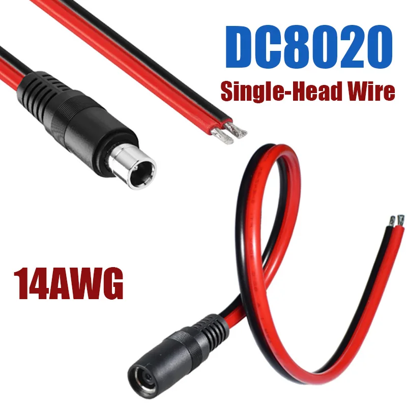 14AWG DC8020 Male Female Power Connecting Wire Single-Head 30cm Suitable for Outdoor Power Adapters for Solar Panels Connector