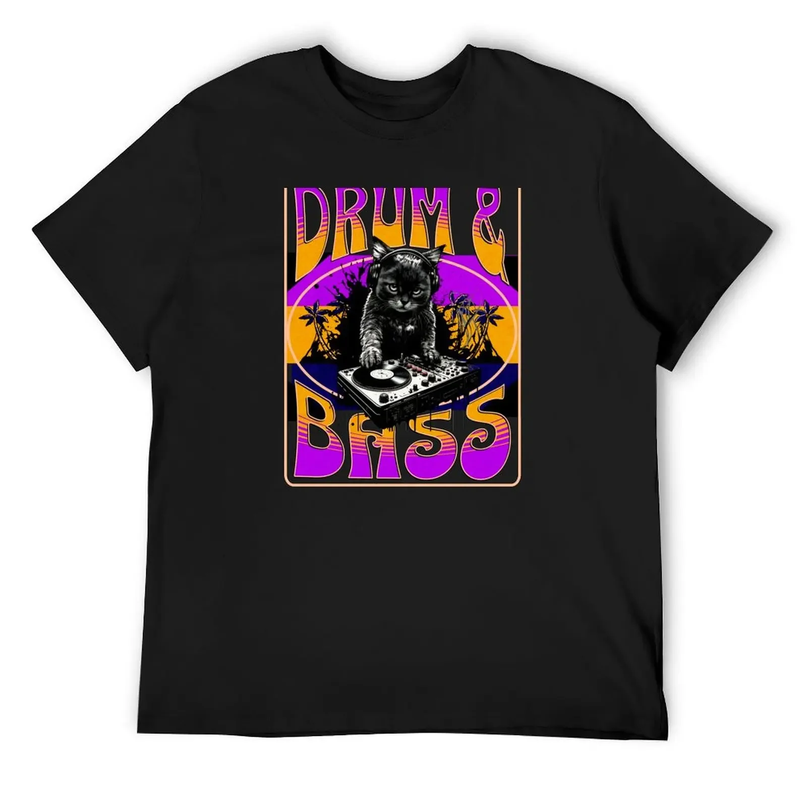 

DRUM AND BASS - Psychedelic Cat Dj (Orange/Purple) T-Shirt