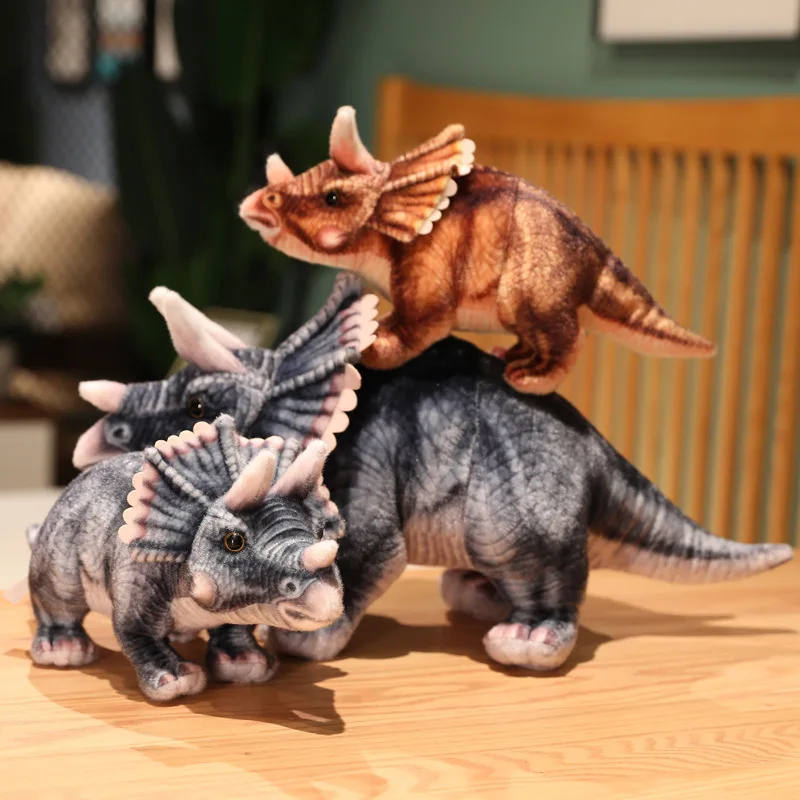 

Real Life Simulation Jurassic Dinosaur Triceratops Plush Toy Dolls Stuffed Soft Dino Pillow Birthday Xmas Gift for Children Kids