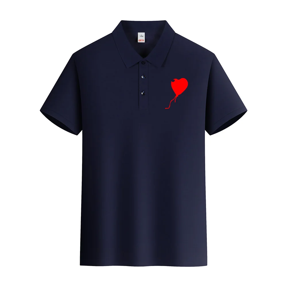 Red Heart Balloon Logo Men Polo Tshirt High Quality Comfortable Casual Fashion Tee Clothes Breathable Tshirt Summer Loose Tops