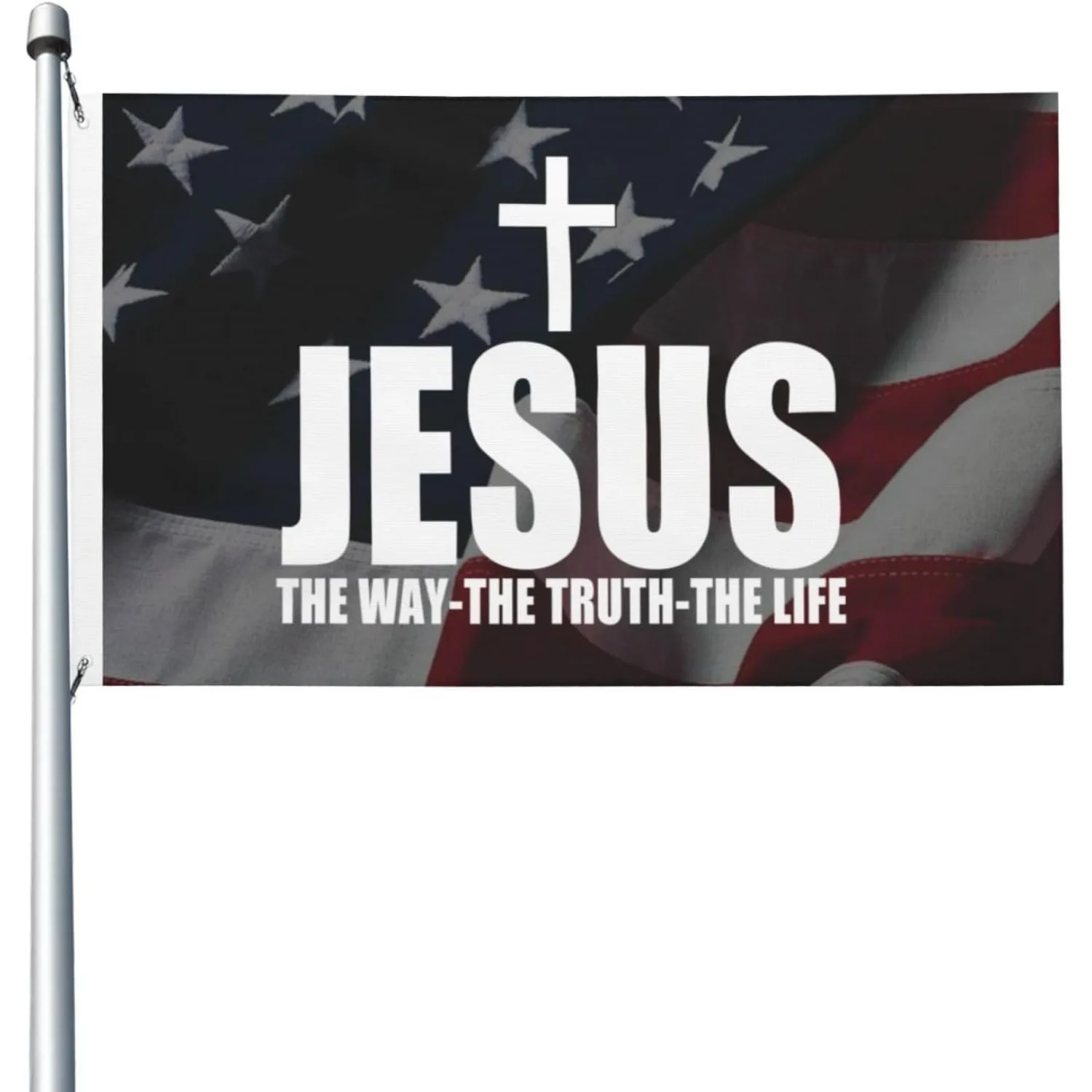 Jesus The Way The Truth The Life Christian American Flag Banner 3x5ft Indoor Outdoor Breeze Flag