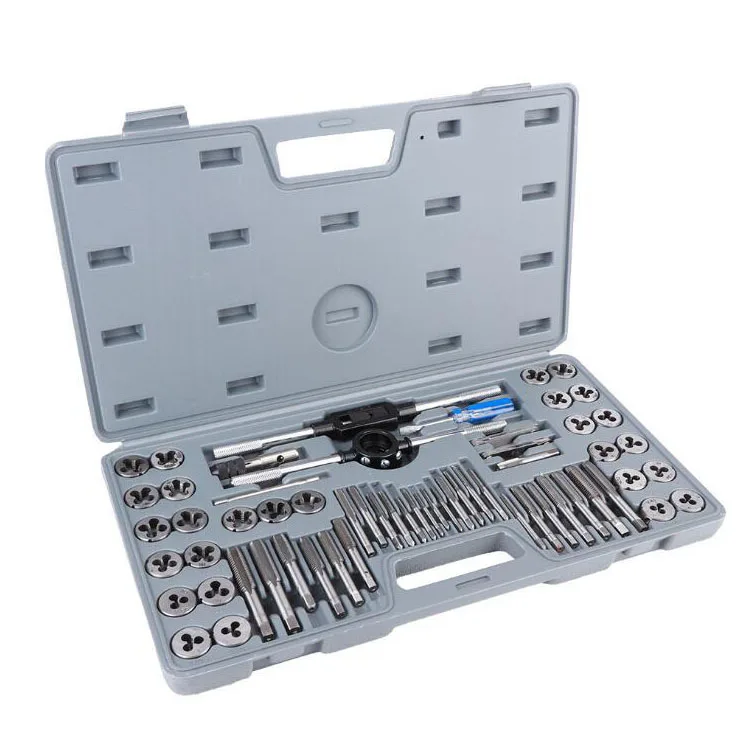 F50 Tap and Die Set 40PCs 60PCs 80PCs 110PCs Metric or SAE Standard Bearing Steel Taps and Dies Essential Threading Tool