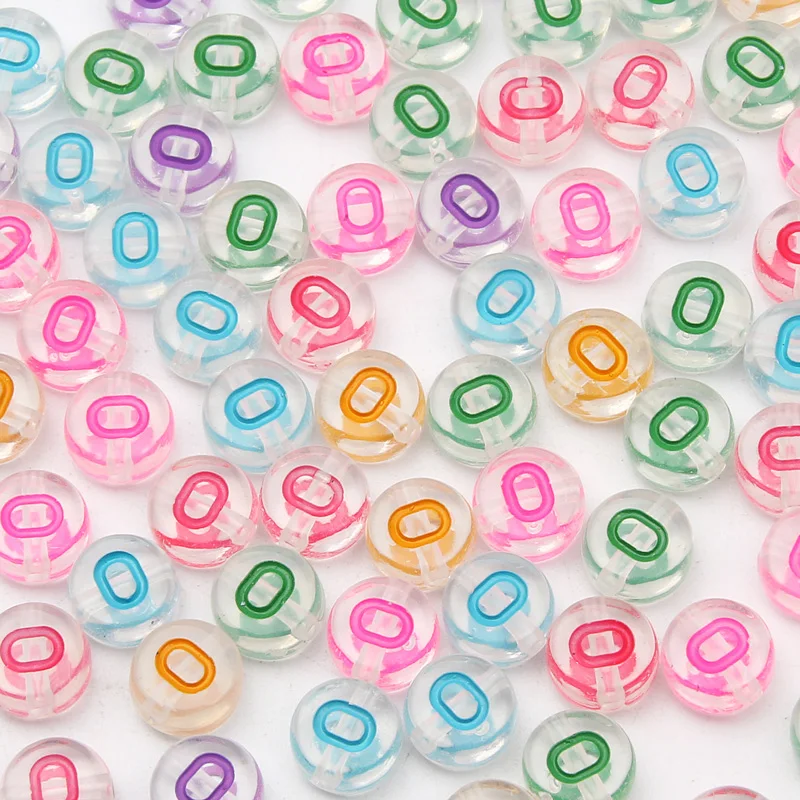100Pcs 7mm Transparent Colorful A-Z letter Acrylic Beads Round Flat Vowel Spacer Beads For Jewelry Making Diy Bracelet Necklace
