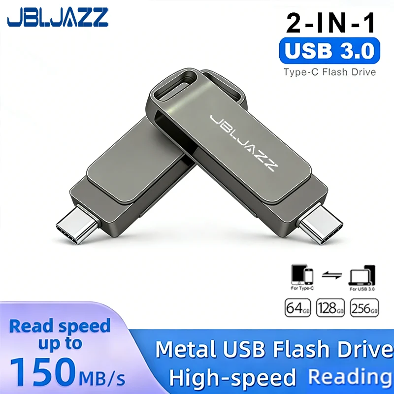 High-Speed Type-C 2-in-1 USB Flash Drive 512GB USB 3.1 OTG Pen Drive for Xiaomi Phone PC 128GB 256GB Memory Stick U Disk