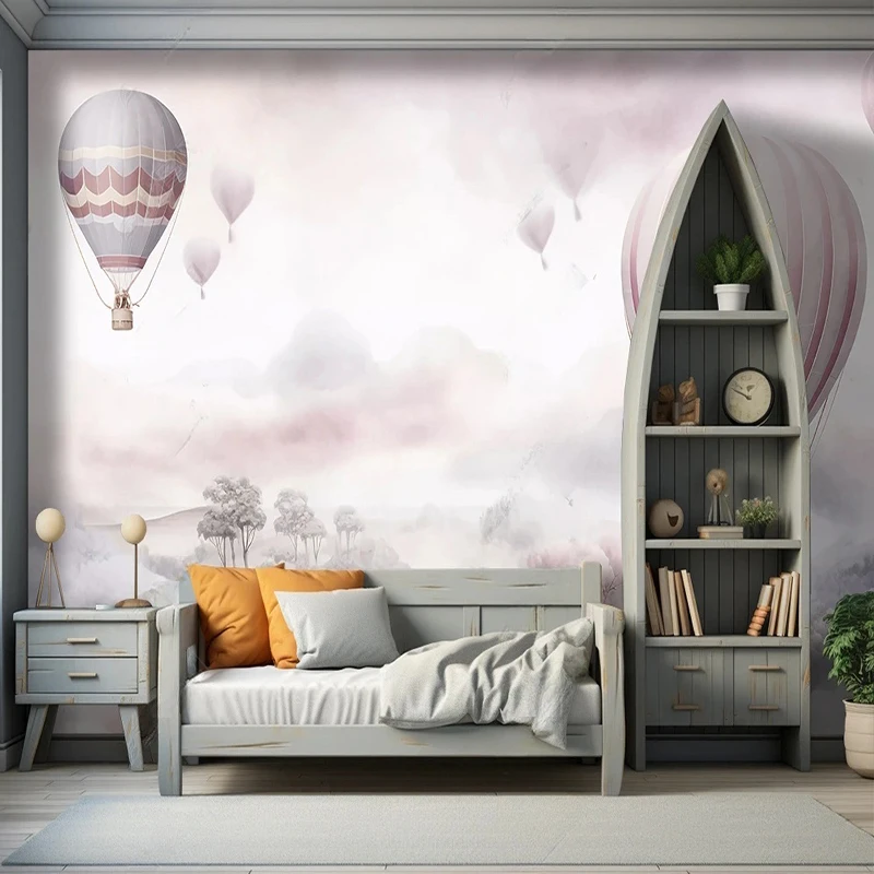 Custom Wall Cloth Cartoon Children\'s Room Dream Hot Air Balloon Photo Mural Wallpaper Living Room Bedroom Wall Decor 3D Fresco