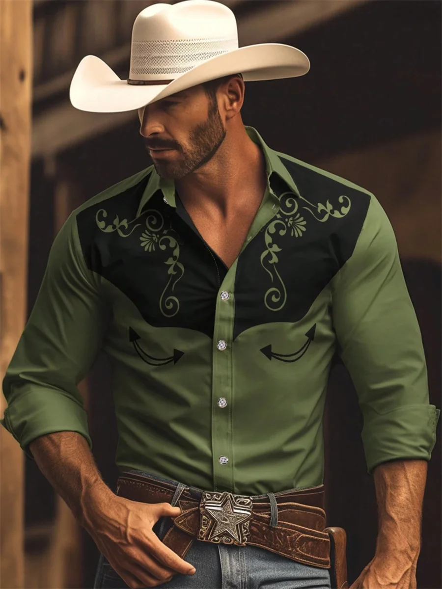 Men's Long-sleeve Printed Shirt with Collar, Stylish Men's Top image 6