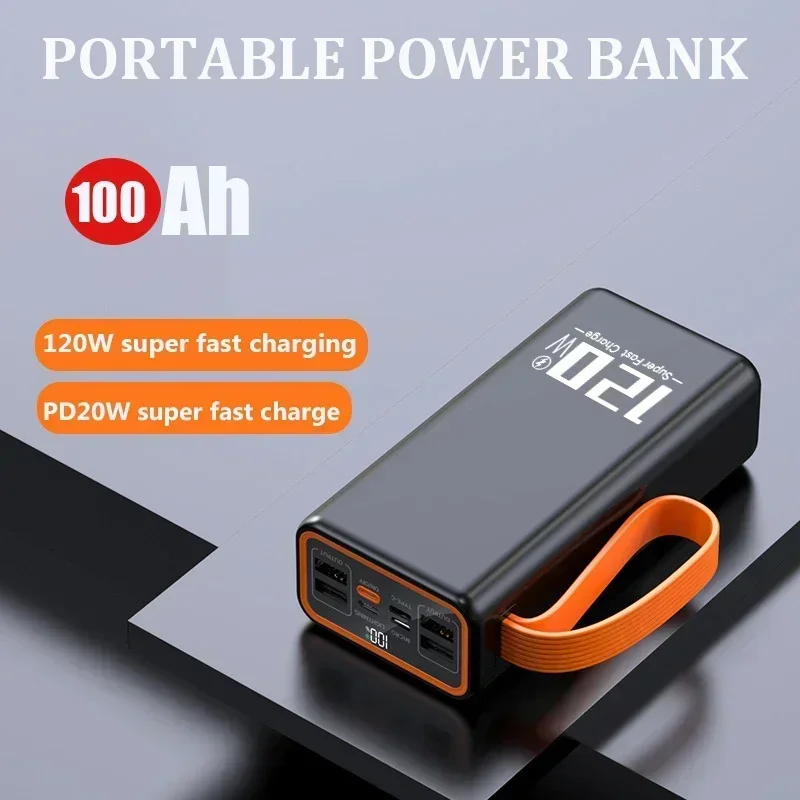 120W 100000mAh Power Bank Large Capacity PD20W Powerbank Portable Fast Charger External Battery Cell for IPhone Xiaomi Samsung