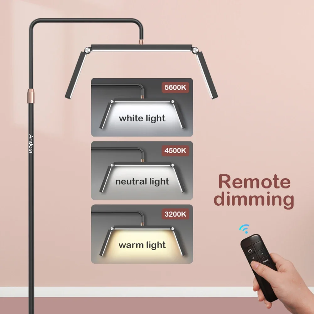 

40W 3200K-5600K LED Light Floor Foldable Floor Mounted Light Lamp for Beauty Salon Makeup Eyelash Extension Lamp Streaming