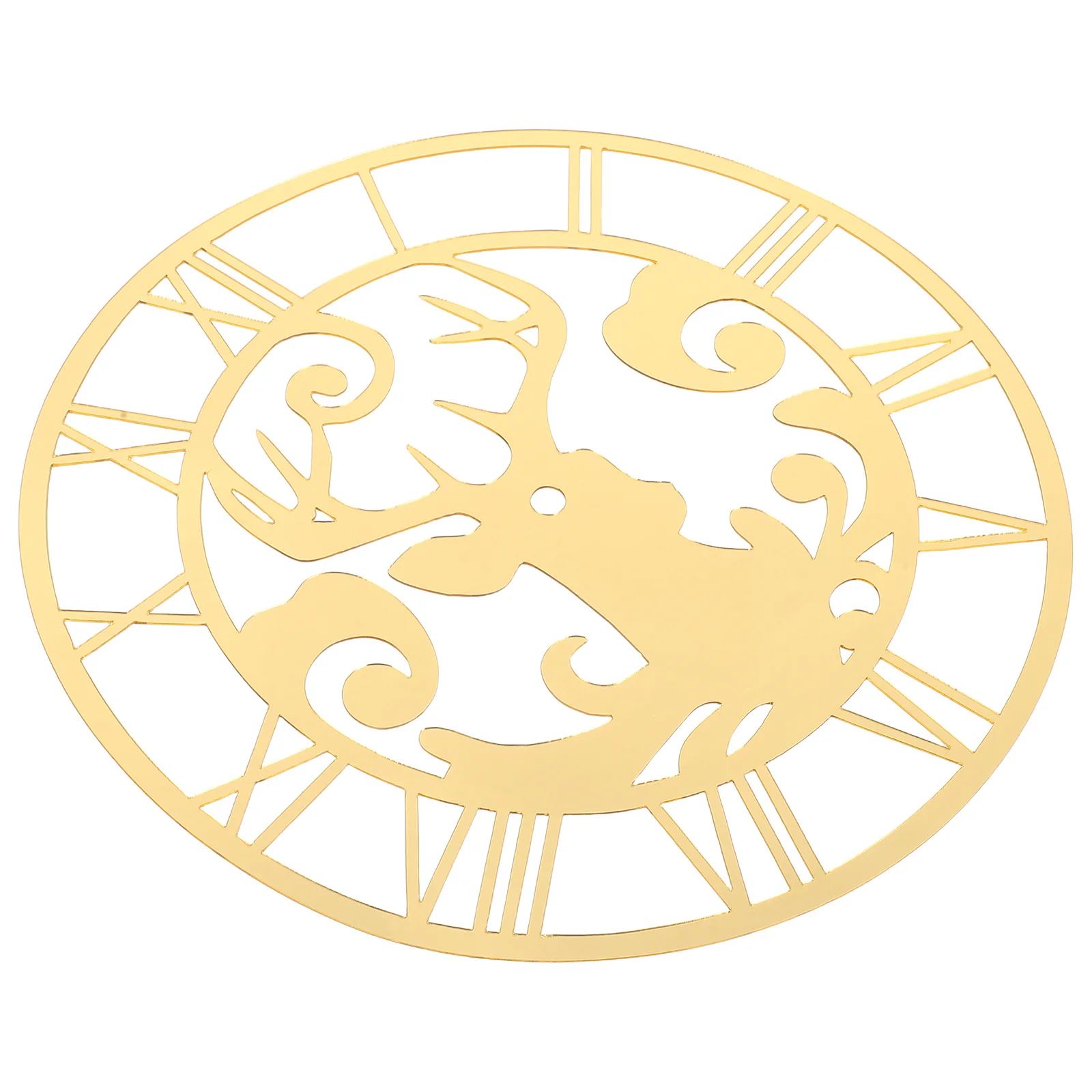 

Deer Shape Mirror Wall Sticker 25 Cm Acrylic Round Clock Roman Numerals Living Room Hotel Entryway White Self Adhesive