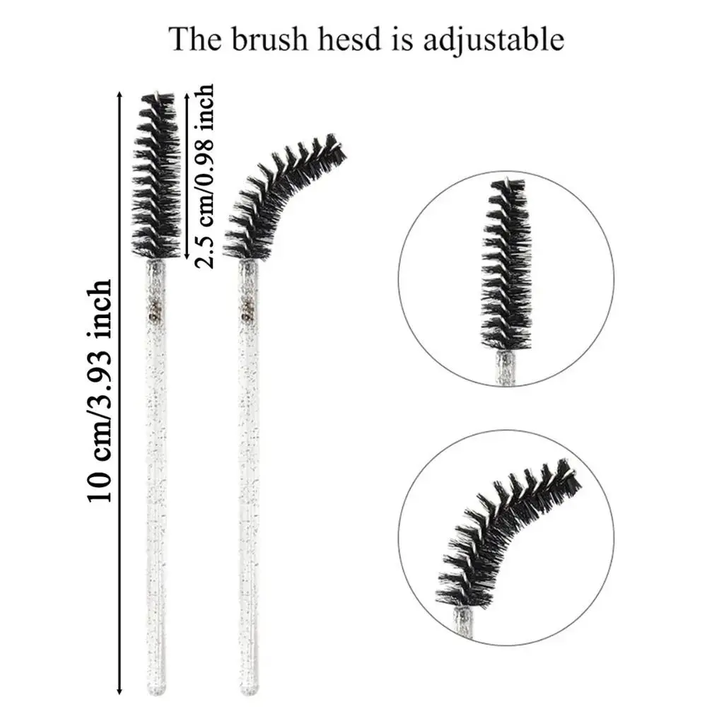 Nouveau bâton de cristal baguettes de Mascara jetables élasticité brosse à cils colorée applicateur de sourcils à paillettes