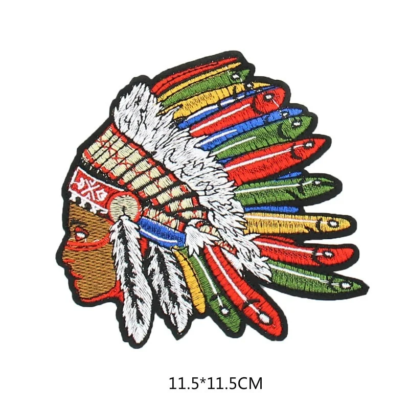 Punk Style Ethnic Style Indian Avatar Embroidery Large Cloth Stickers Clothes Jacket Decals Patch Pants Clothing Accessories