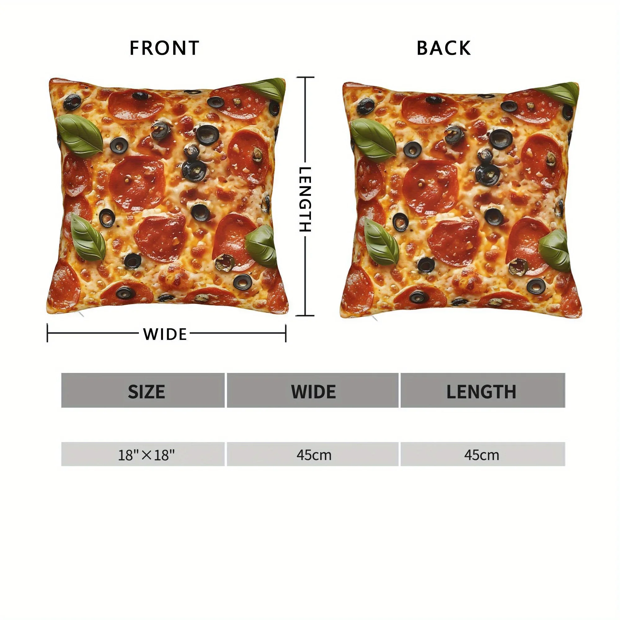Custom [Contemporary Comfort] Pepperoni & Olive Herb Pizza Pattern Throw Pillow Case - Vibrant Food-Themed Decorative Cushion