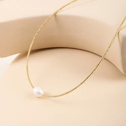 ZMZY Big Natural Pearl Jewelry Boho Gold Color Glass Beads Miyuki Dainty Necklaces For Women Gifts Jewellery Wholesale