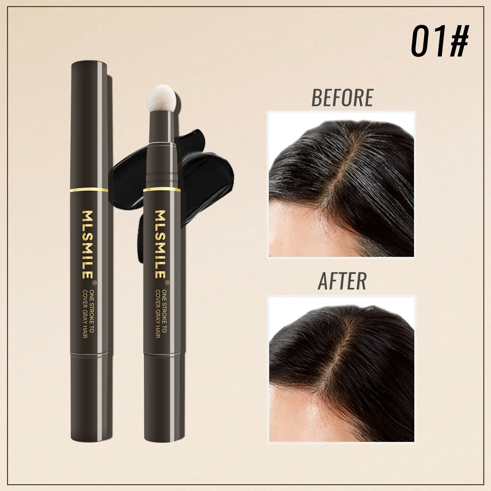 Temporary Hair Dye Pen Black Hair Coloring Covered White Hairs Hairline Disposable Lipstick Hair Dye Stick Hair Roots Touch Up