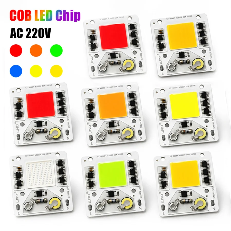 5-1PCS Chip de Luz COB 50W Fonte IC Inteligente Sem Necessidade de Driver AC220V Lâmpada LED para Holofote DIY Peças para Iluminação Externa