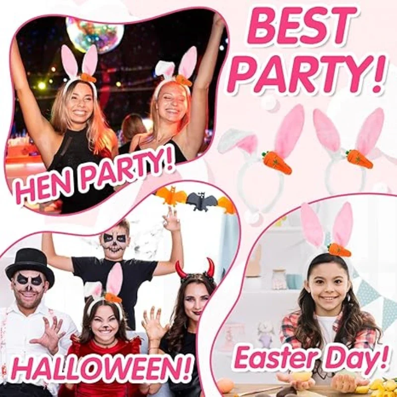 1-20 قطعة آذان أرنب الجزرة الإبداعية غسل عقال عيد الفصح هيرباند غطاء الرأس لطيف تأثيري إكسسوارات الشعر ديكور الحفلات