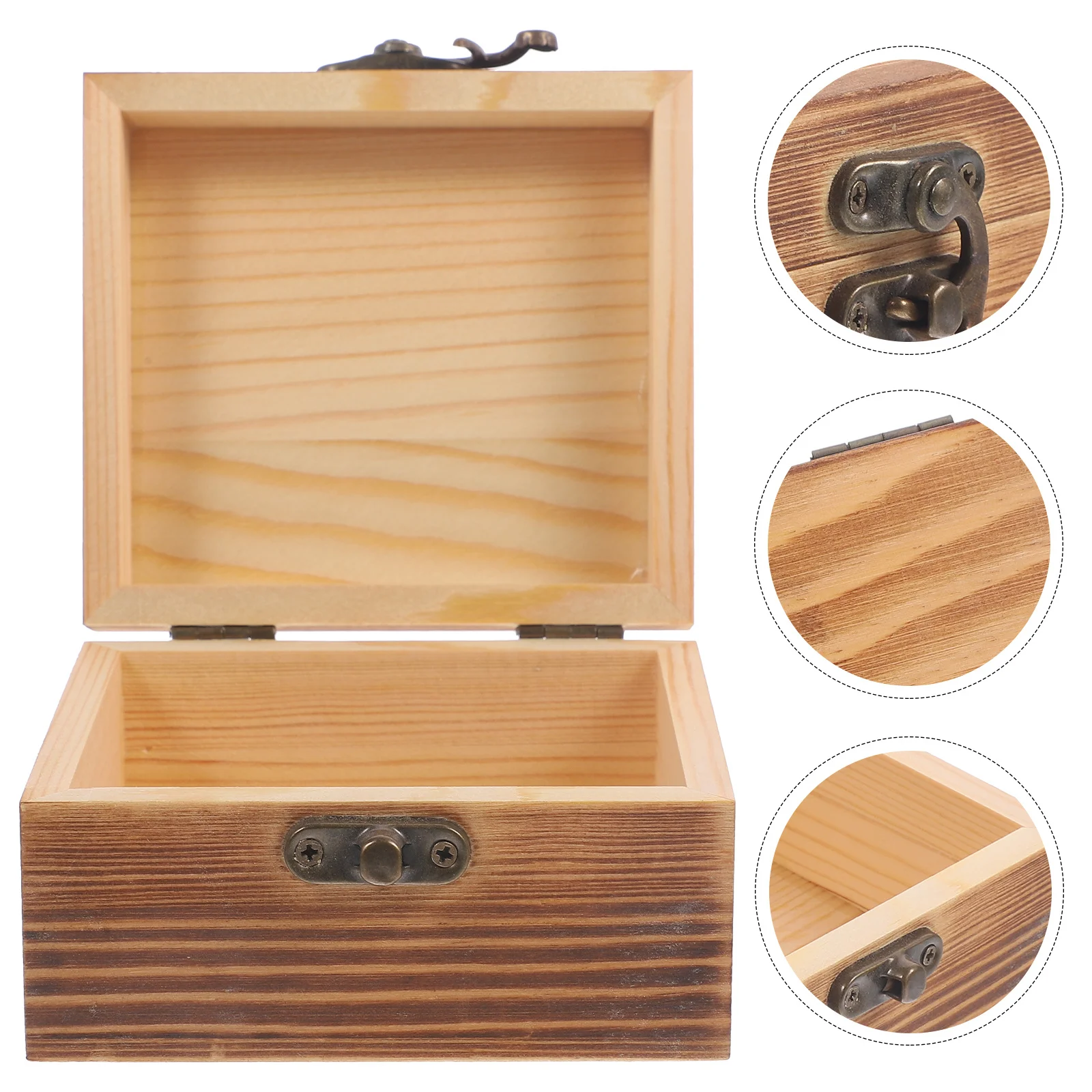 

Wooden Jewelry Organizer Box Rustic Lidded Storage Case Latch Design Compact Trinket Container for Watches Glasses