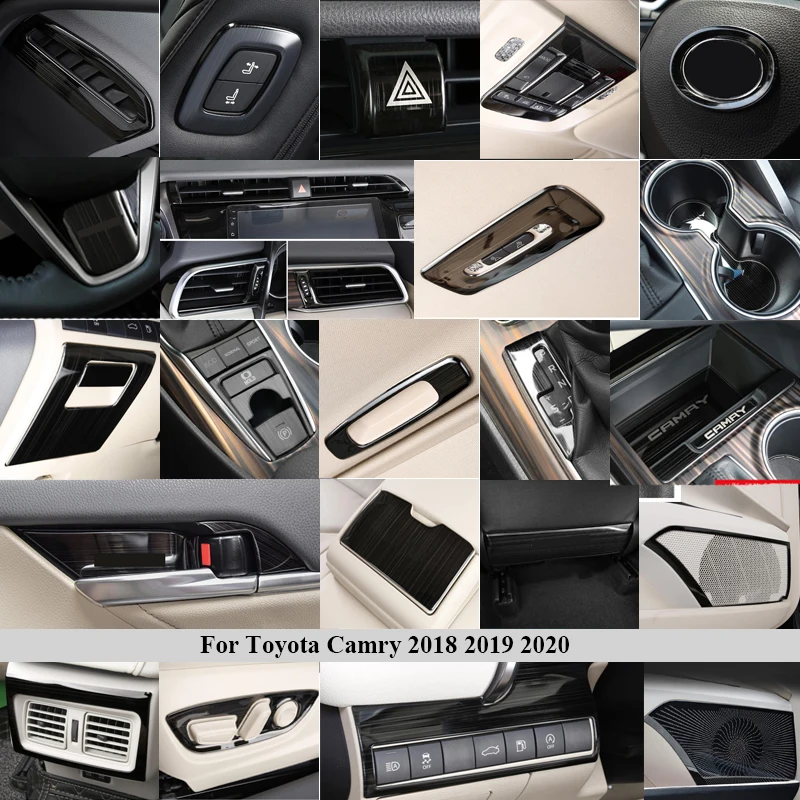 

For Toyota Camry 70 XV70 2018 2019 2020 Drawing titanium Black Accessories Interior Stainless steel Decoration Cover Trim