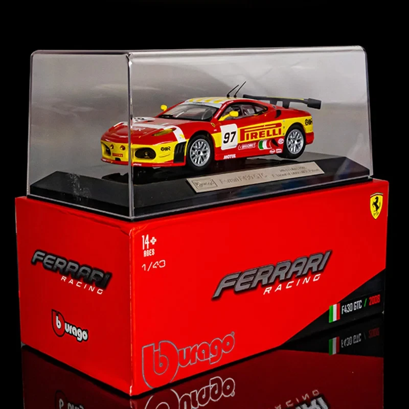 NEW 2023 Bburago 1:43 Ferrari 296 GT3 Rally Car Wrc Acrylic Box Packaging Car Model Edition Alloy Luxury Vehicle Toys Kids Gift