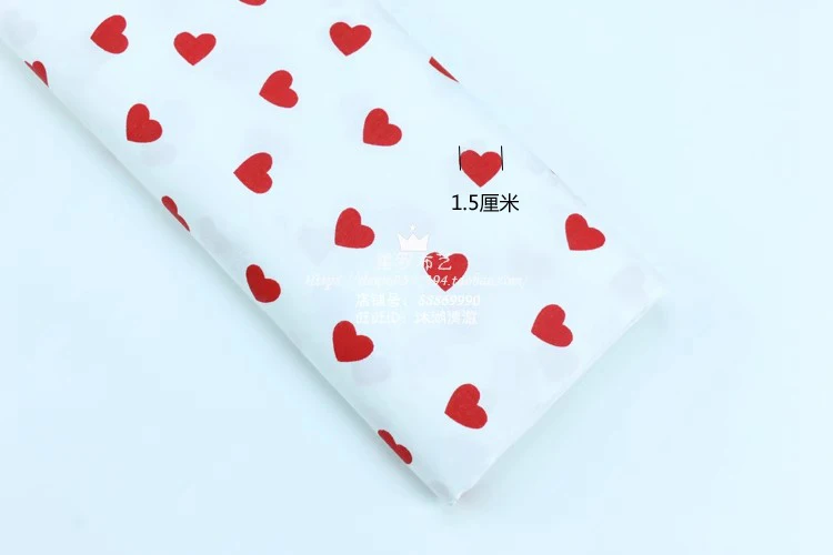 160x50cm Cute Girl Heart Peach Printed Cloth Pink Red Black White fabric, Handcraft Patchwork Sewing All Cotton Cloth