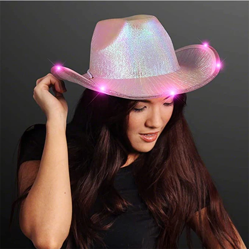 Kreative Festival Party Dekoration Requisiten Glowing Pailletten Cowboy Hut Lustige Flash Karneval Verbund Stil Hut Erwachsene Prom Dress Up