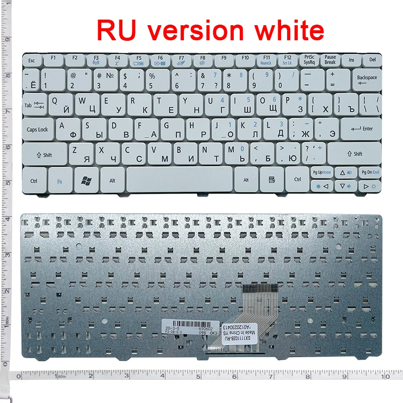 

RU keyboard For Acer Aspire One Happy 2 ZE-7 E100 AOE100 P0VE6 POVE6 ZE6 ZE7 N55C Laptop keyboard White Russian