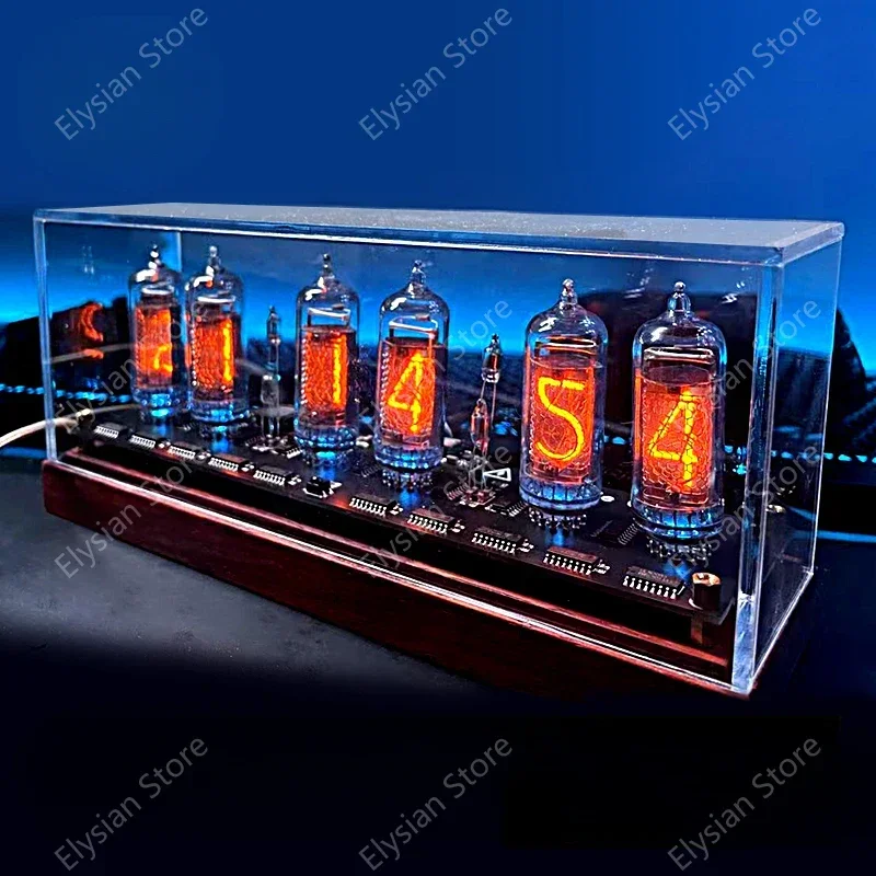 Former Soviet Union IN14 glow digital tube automatic clock retro cyberpunk mobile phone control table with boyfriend gift