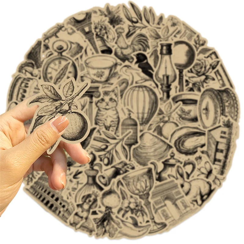 Vintage Black PVC Stickers for DIY Decoration - alternate angle