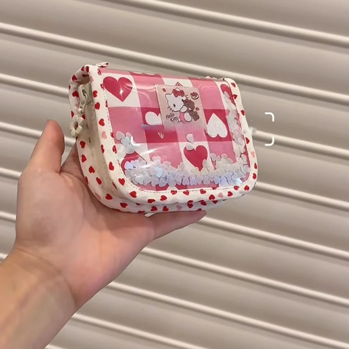 Hello Kitty-Mini billetera de 50 años para chica, bolsa de almacenamiento de accesorios versátil, tarjetero transparente de dibujos animados, monedero, regalos de navidad