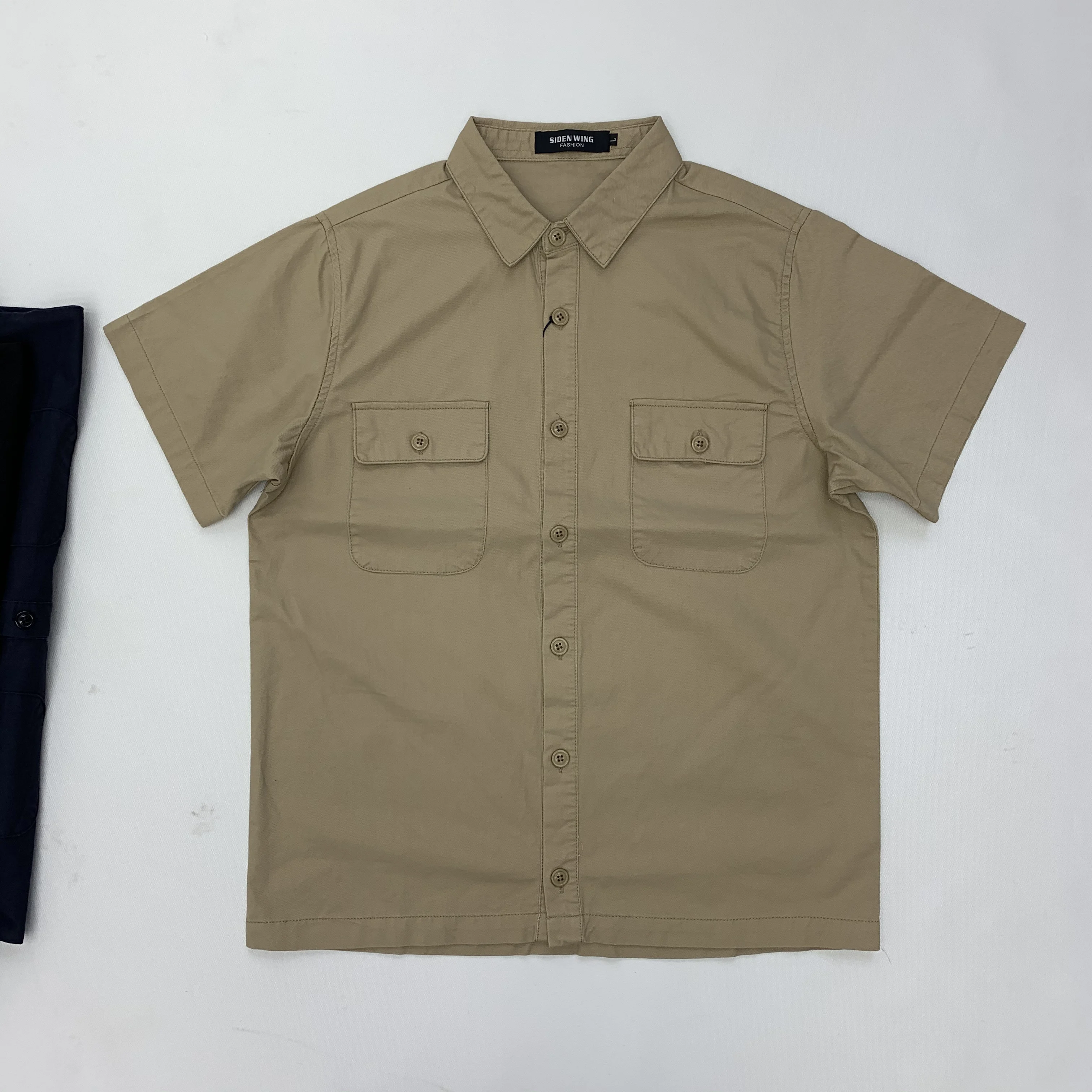 Vintage American Casual Workwear Shirts for Men Summer Short Sleeve Pockets 100% Cotton Blouses Youth Male Tops High Quality