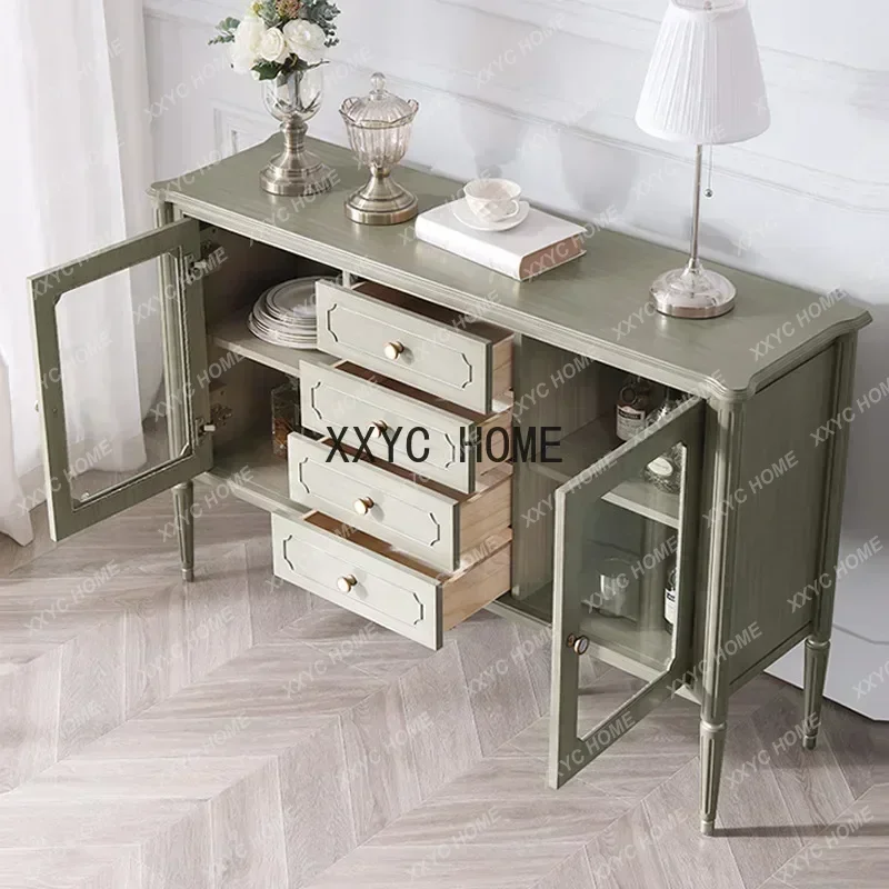 American light luxury solid wood dining side cabinet