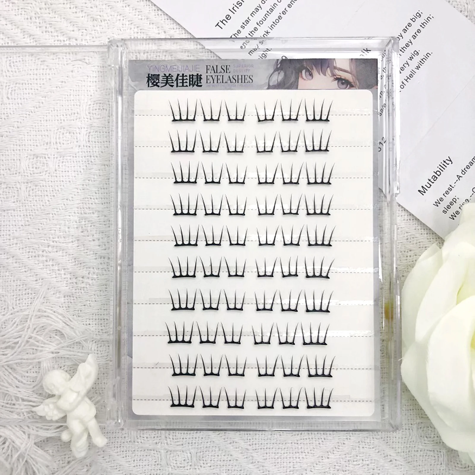 Sztuczne rzęsy w stylu koreańskim bez kleju, modne rzęsy do stylizacji grup dziewczęcych, naturalne rzęsy manga, segmentowe rzęsy DIY, duża pojemność.
