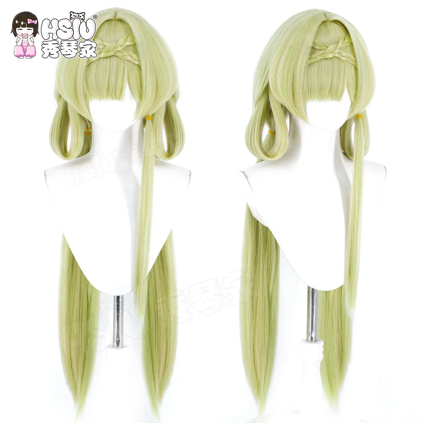 Azur Lane Zeven Provincien Cosplay Wig 95cm Extra Long Grass Green Synthetic Hair Wig Comes with Complimentary Wig Cap