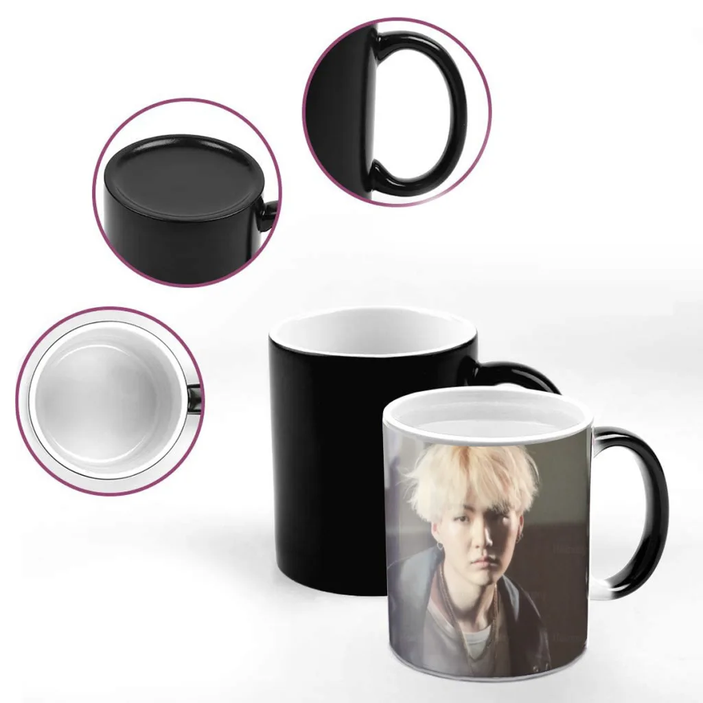 New-Agust-D-KPOP-One Piece Coffee Mugs And Mug Creative Color Change Tea Cup Ceramic Milk Cups Novelty Gifts