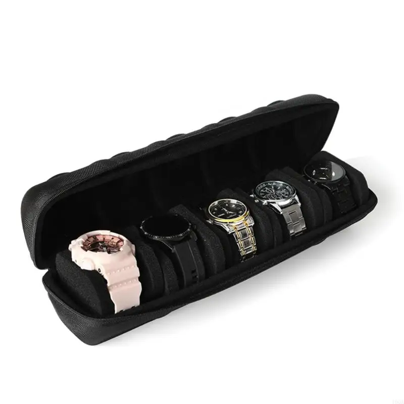 19QA Zippered Watch BraceletsStorage Case Shockproof EVA Plush Carrying Box Antishake