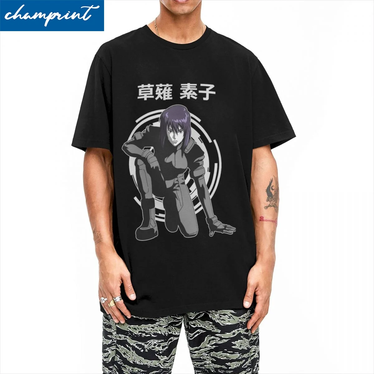 Motoko Kusanagi Ghost In The Shell T Shirt for Men Women Cotton Vintage T-Shirts Round Neck Tees Short Sleeve Clothes Summer